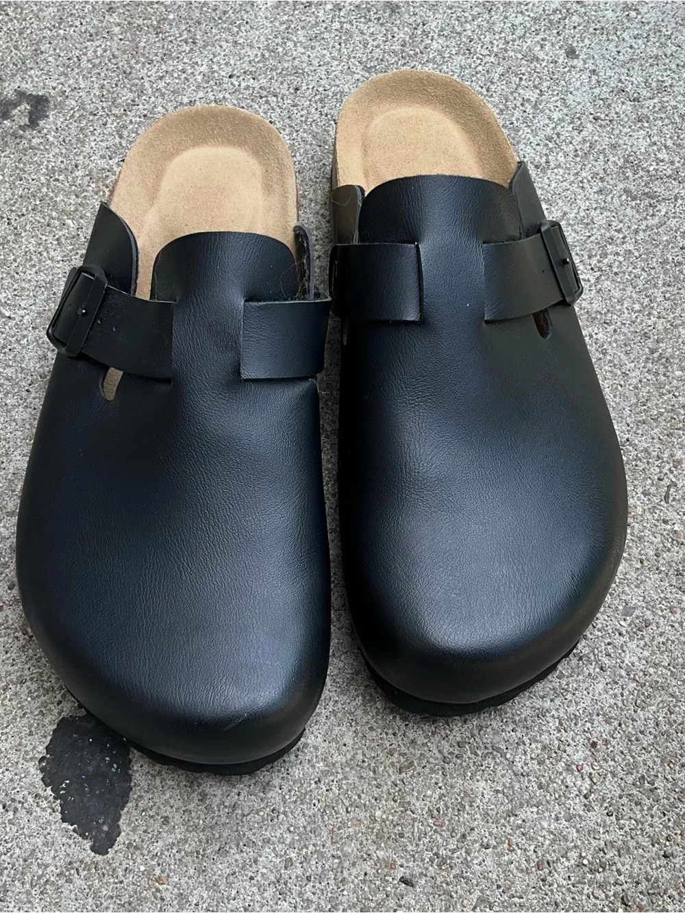 Men's Black Cushioned Slip-On Clog with Adjustable Buckle